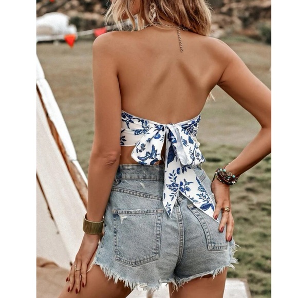 Boho Floral Fringe Bandeau Top - Picture 2 of 5